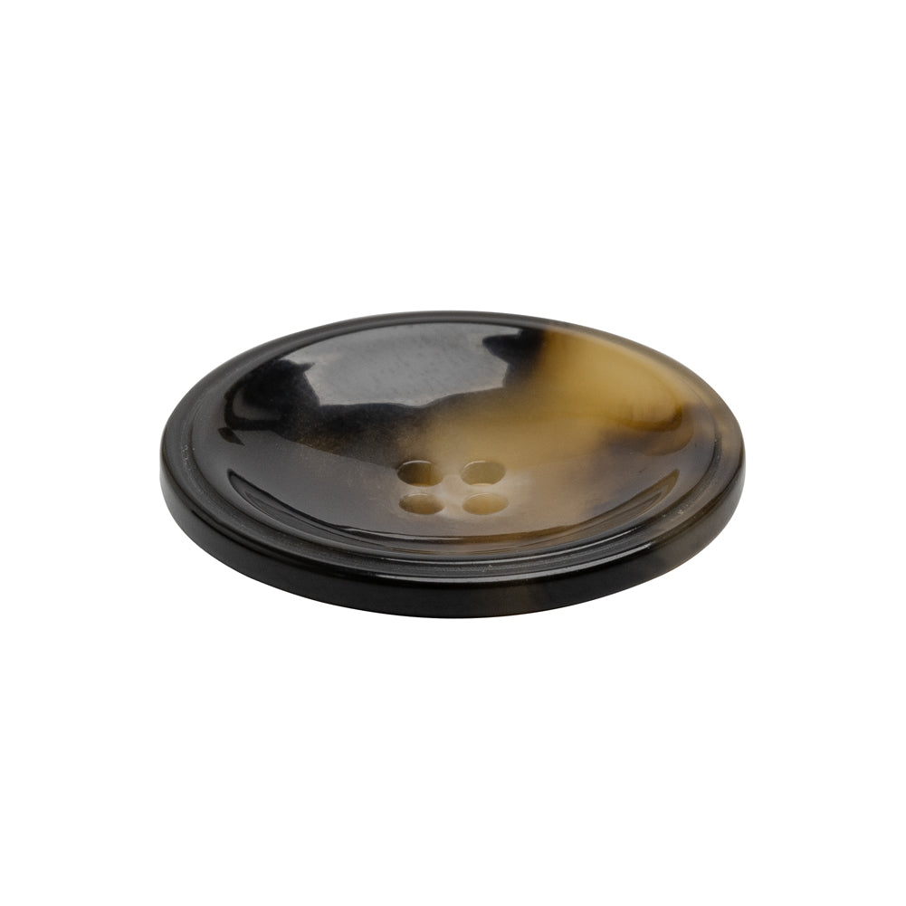 Plastic 4-Hole Button - 40L/25.5mm - Brown and Translucent Beige Dish Shaped Plastic 4-Hole Button - 40L/25.5mm - Brown and Translucent Beige Dish Shaped
