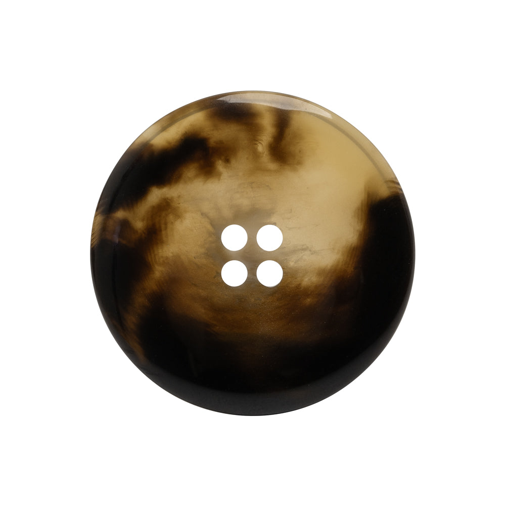 Plastic 4-Hole Button - 40L/25.5mm - Brown and Translucent Beige Dish Shaped Plastic 4-Hole Button - 40L/25.5mm - Brown and Translucent Beige Dish Shaped