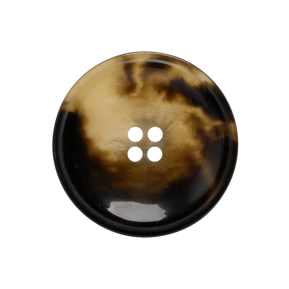 Plastic 4-Hole Button - 40L/25.5mm - Brown and Translucent Beige Dish Shaped Plastic 4-Hole Button - 40L/25.5mm - Brown and Translucent Beige Dish Shaped