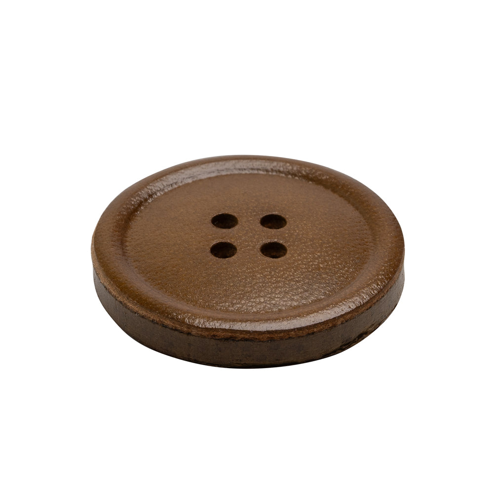 Leather 4-Hole Button - 40L/25.5mm - Brown Leather 4-Hole Button - 40L/25.5mm - Brown