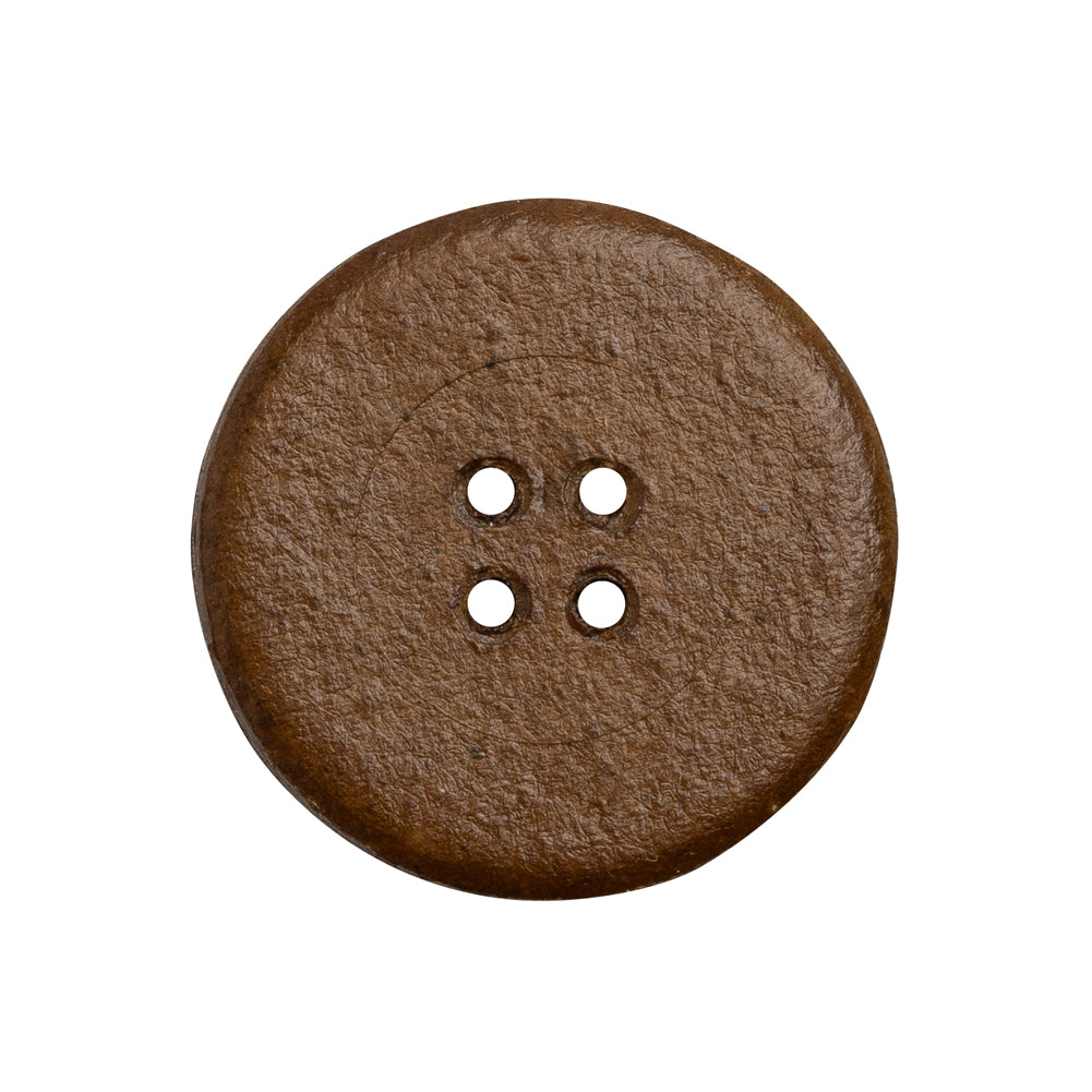 Leather 4-Hole Button - 40L/25.5mm - Brown Leather 4-Hole Button - 40L/25.5mm - Brown