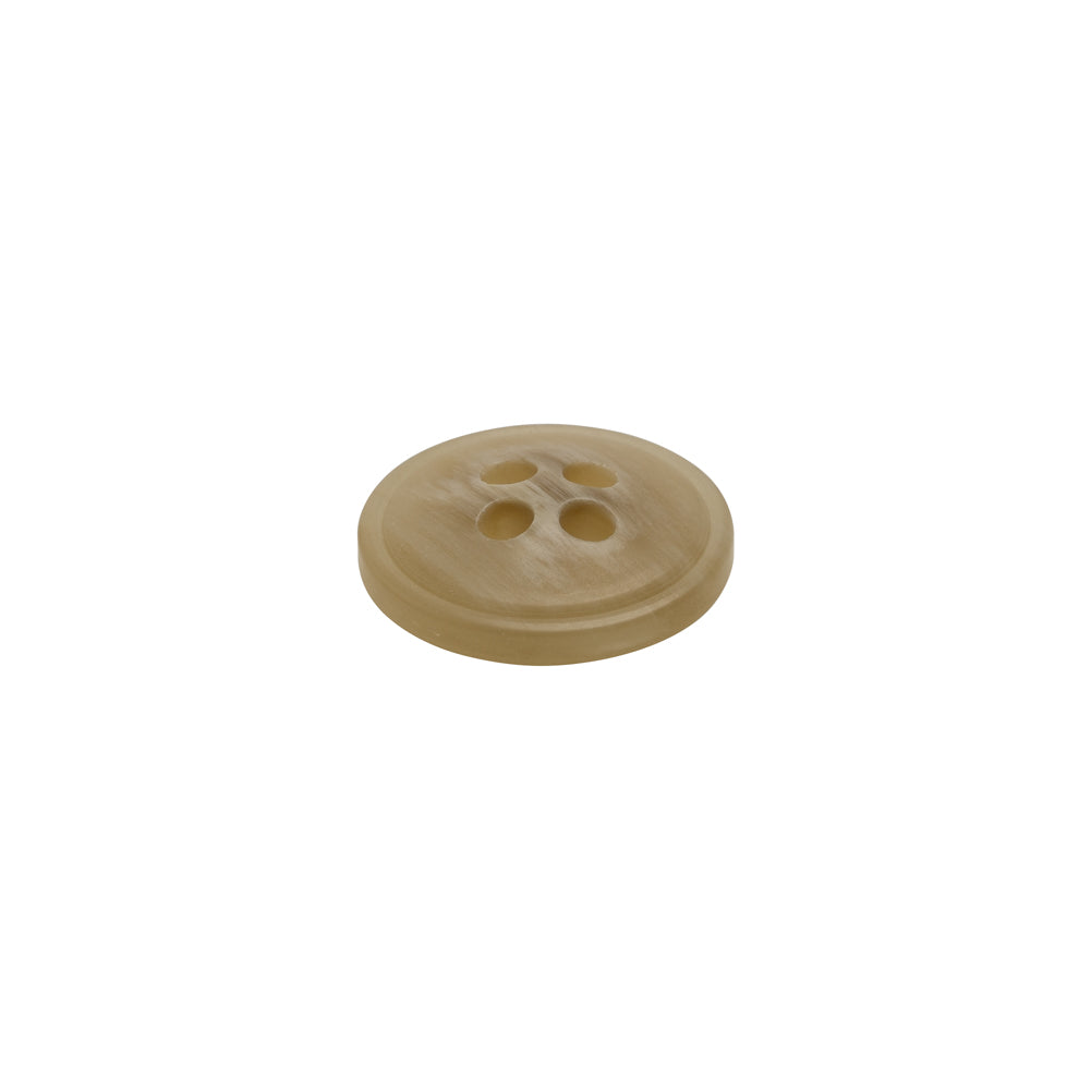 Plastic 4-Hole Button - 20L/12.5mm - Beige and White Striated - Made in Italy Plastic 4-Hole Button - 20L/12.5mm - Beige and White Striated - Made in Italy
