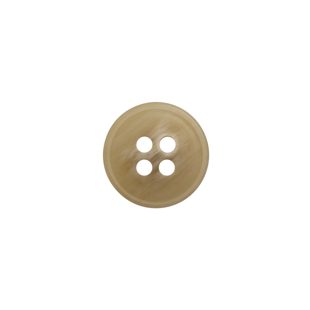 Plastic 4-Hole Button - 20L/12.5mm - Beige and White Striated - Made in Italy Plastic 4-Hole Button - 20L/12.5mm - Beige and White Striated - Made in Italy