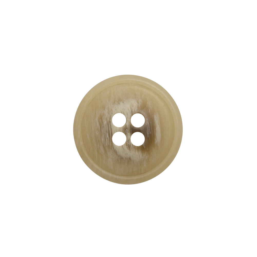 Plastic 4-Hole Button - 28L/18mm - Beige and Brown Striated - Made in Italy Plastic 4-Hole Button - 28L/18mm - Beige and Brown Striated - Made in Italy