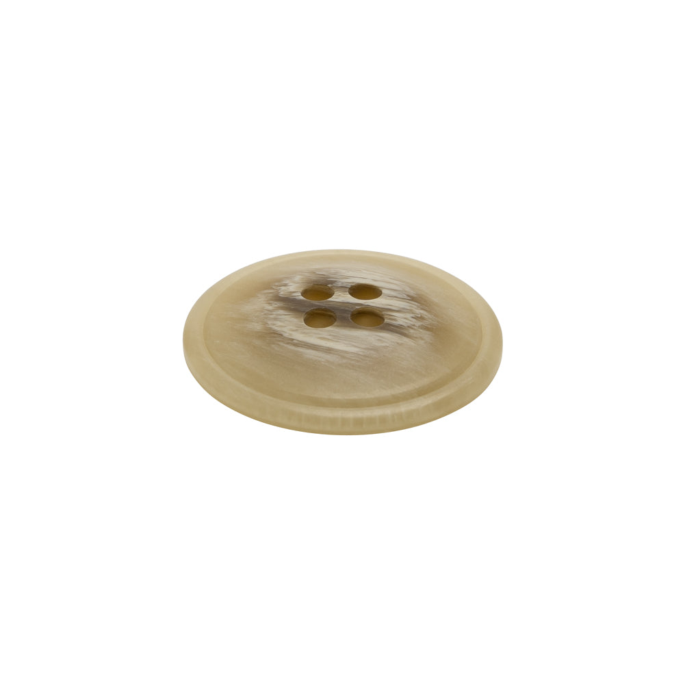 Plastic 4-Hole Button - 32L/20mm - Beige and Brown Striated - Made in Italy - Folded Plastic 4-Hole Button - 32L/20mm - Beige and Brown Striated - Made in Italy - Folded