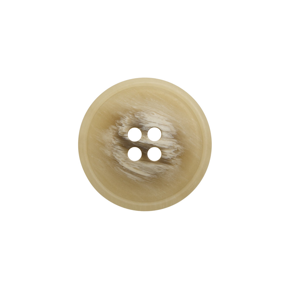 Plastic 4-Hole Button - 32L/20mm - Beige and Brown Striated - Made in Italy Plastic 4-Hole Button - 32L/20mm - Beige and Brown Striated - Made in Italy