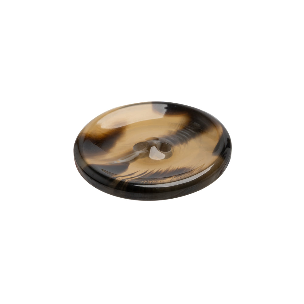 Plastic 2-Hole Button - 35L/22mm - Brown and Black Translucent Rolled Rim - Folded Plastic 2-Hole Button - 35L/22mm - Brown and Black Translucent Rolled Rim - Folded