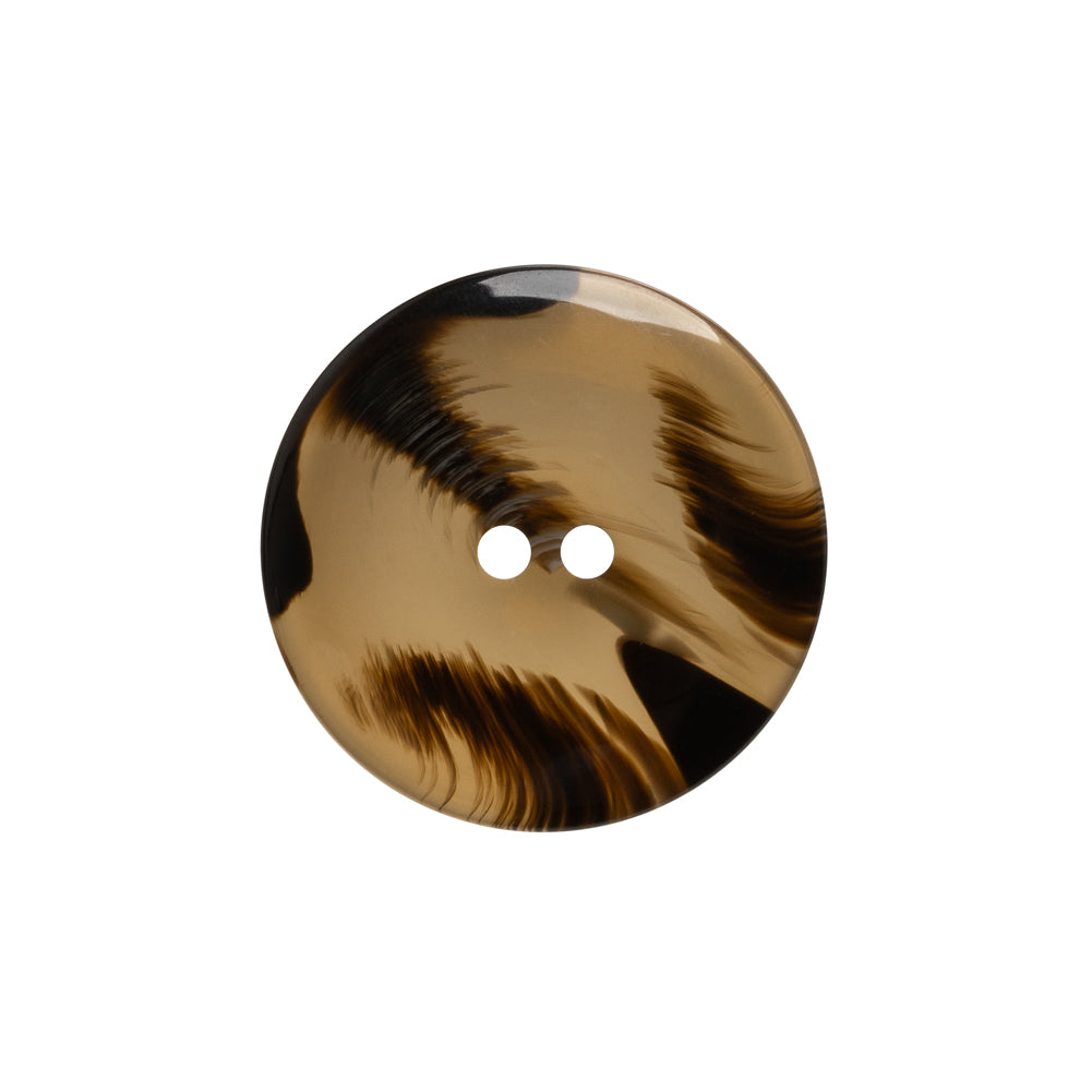 Plastic 2-Hole Button - 35L/22mm - Brown and Black Translucent Rolled Rim - Detail Plastic 2-Hole Button - 35L/22mm - Brown and Black Translucent Rolled Rim - Detail