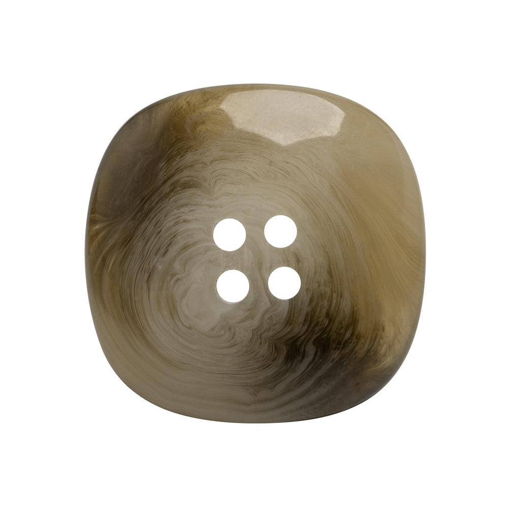 Plastic 4-Hole Button - 42L/27mm - Gray and Brown Chunky Square - Detail Plastic 4-Hole Button - 42L/27mm - Gray and Brown Chunky Square - Detail