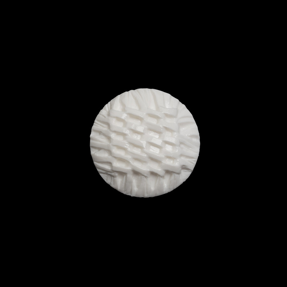 Plastic Shank Back Button - 24L/15mm - White Woven Lattice Plastic Shank Back Button - 24L/15mm - White Woven Lattice