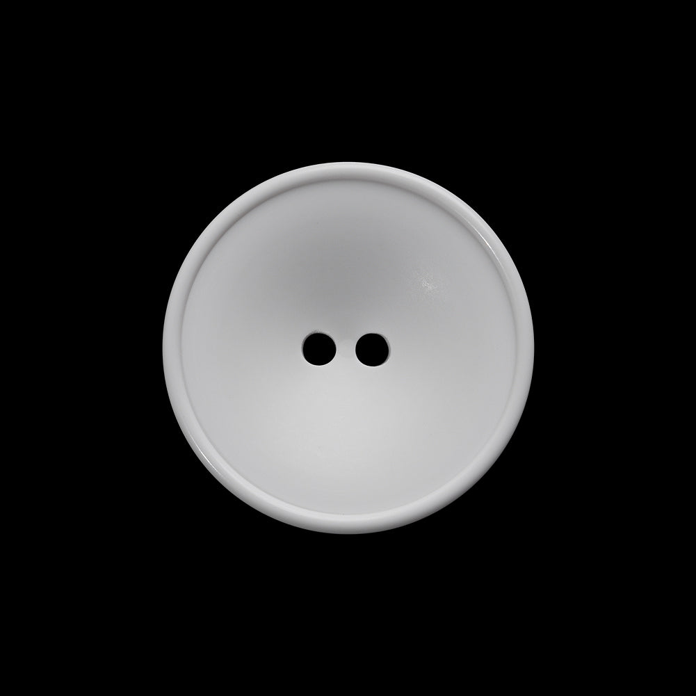 Plastic 2-Hole Button - 36L/23mm - White Funnel Dish Shaped with Narrow Rim Plastic 2-Hole Button - 36L/23mm - White Funnel Dish Shaped with Narrow Rim