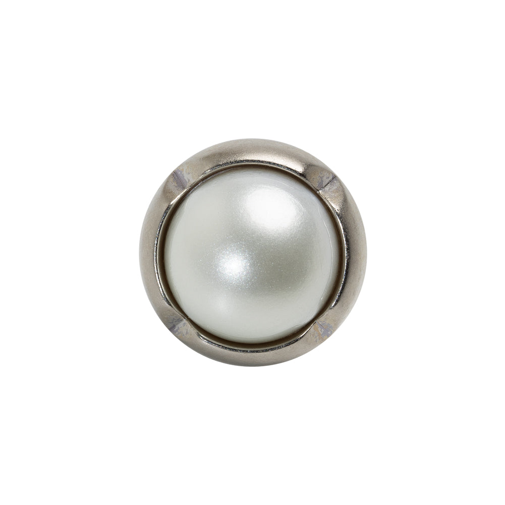 Plastic 2-Piece Shank Back Button - 30L/19mm - Silver and White Pearl Dome Plastic 2-Piece Shank Back Button - 30L/19mm - Silver and White Pearl Dome
