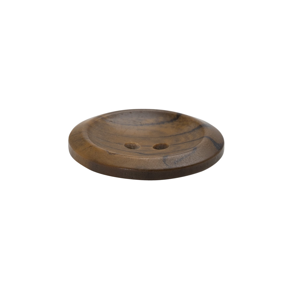 Horn 2-Hole Button - 36L/23mm - Brown and Black Grain - Folded Horn 2-Hole Button - 36L/23mm - Brown and Black Grain - Folded
