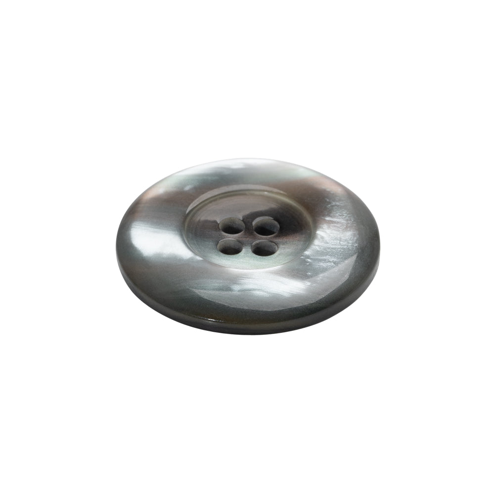 Shell 4-Hole Button - 36L/23mm - Gray Iridescent Wide Rim - Folded Shell 4-Hole Button - 36L/23mm - Gray Iridescent Wide Rim - Folded
