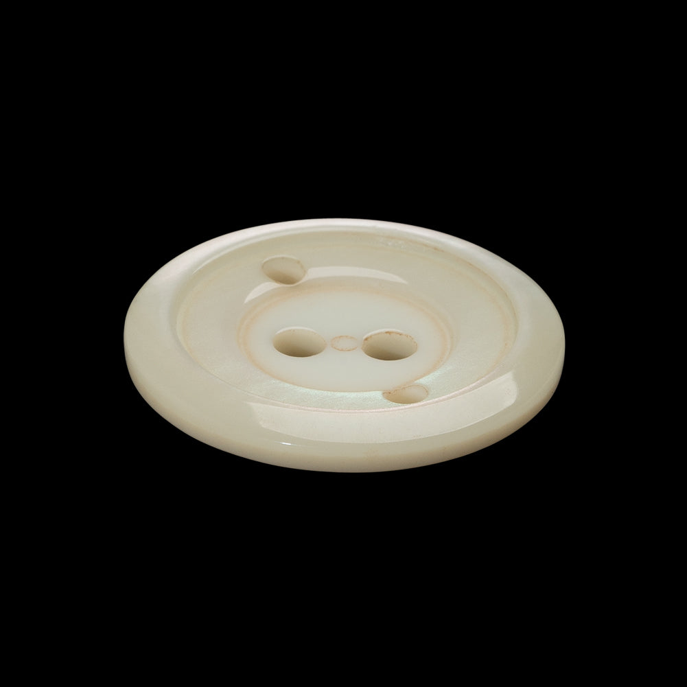 Plastic 2-Hole Button - 40L/25.5mm - Iridescent Ivory Stairstep with Decorative Holes - Folded Plastic 2-Hole Button - 40L/25.5mm - Iridescent Ivory Stairstep with Decorative Holes - Folded