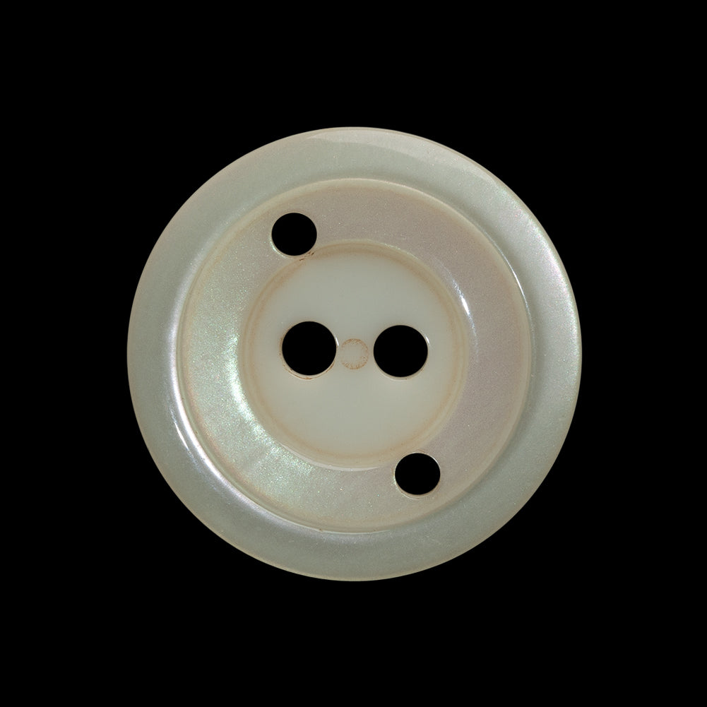 Plastic 2-Hole Button - 40L/25.5mm - Iridescent Ivory Stairstep with Decorative Holes Plastic 2-Hole Button - 40L/25.5mm - Iridescent Ivory Stairstep with Decorative Holes