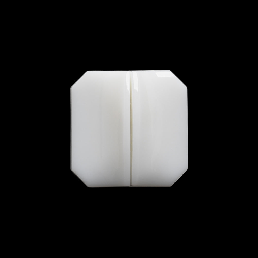 Square Plastic Shank Back Button Made in Italy - 30L/19mm - White Center Ridge Square Plastic Shank Back Button Made in Italy - 30L/19mm - White Center Ridge