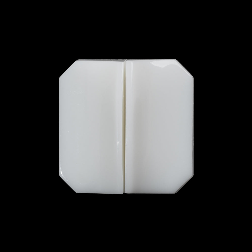 Square Plastic Shank Back Button Made in Italy - 36L/23mm - White Center Ridge Square Plastic Shank Back Button Made in Italy - 36L/23mm - White Center Ridge