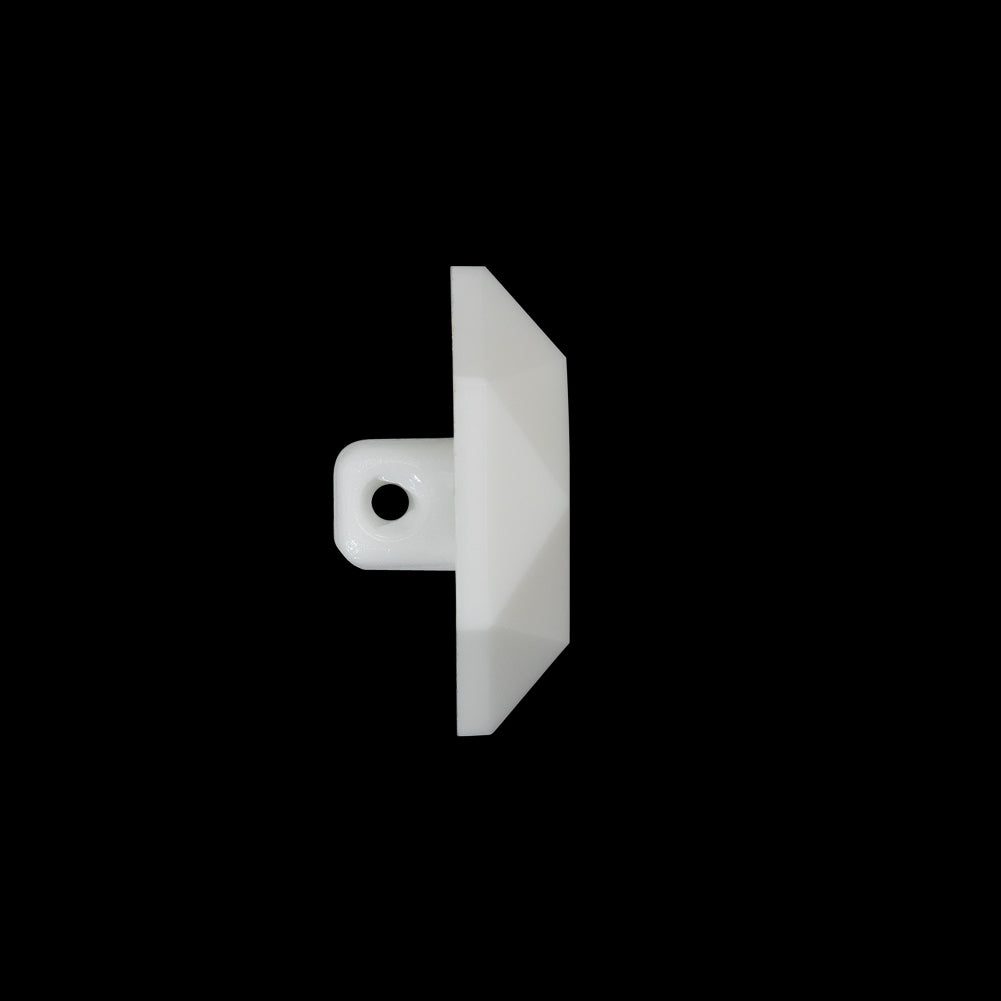 Hexagon Plastic Shank Back Button - 32L/20mm - White Geometric - Folded Hexagon Plastic Shank Back Button - 32L/20mm - White Geometric - Folded