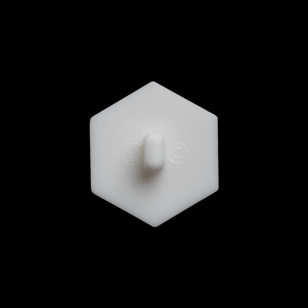 Hexagon Plastic Shank Back Button - 32L/20mm - White Geometric - Detail Hexagon Plastic Shank Back Button - 32L/20mm - White Geometric - Detail