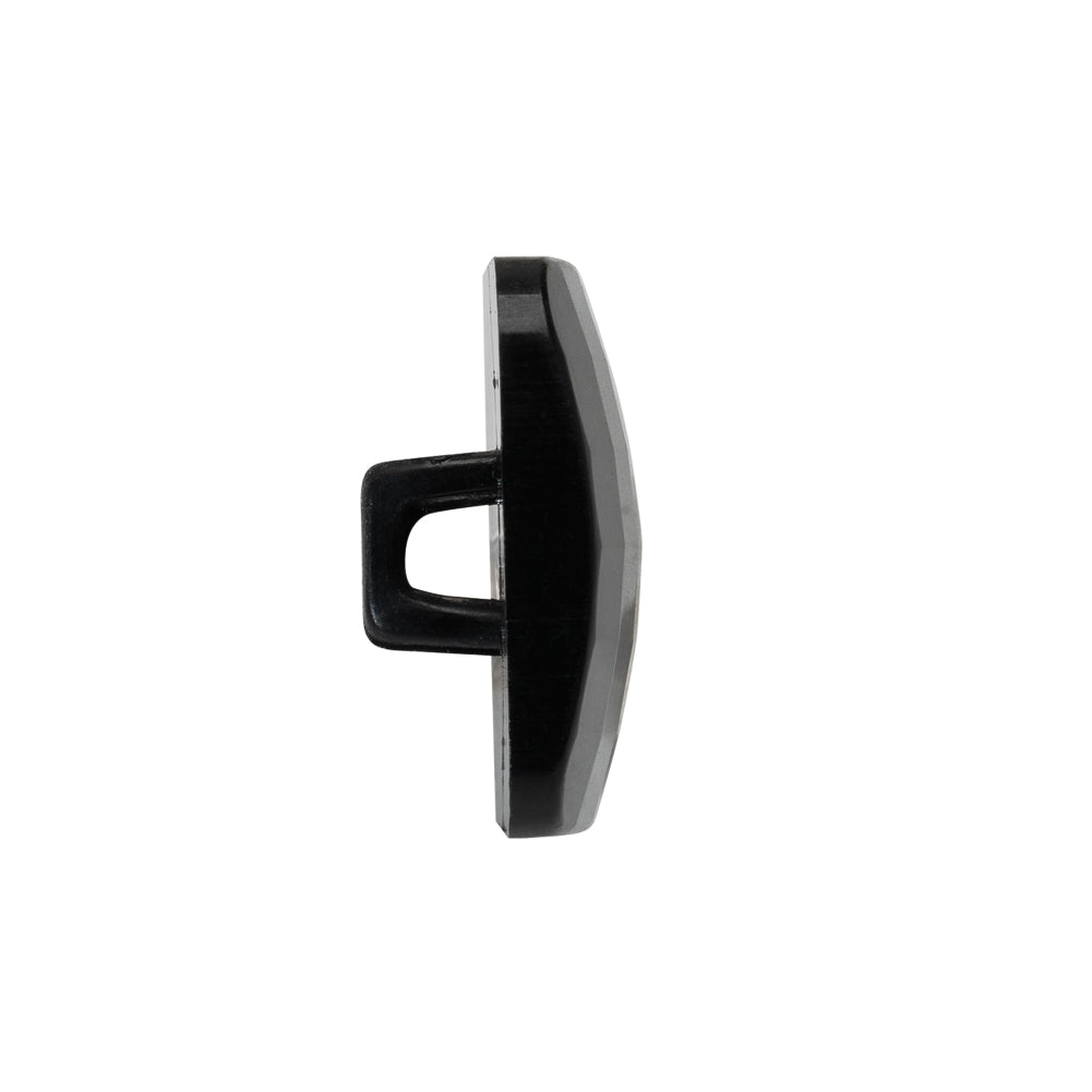 Square Plastic Shank Back Button - 36L/23mm - Black Faceted - Folded Square Plastic Shank Back Button - 36L/23mm - Black Faceted - Folded