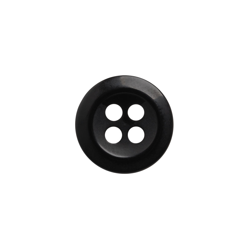 Plastic 4-Hole Button by Famous Designer - 24L/15mm - Black Text Engraved Rim Plastic 4-Hole Button by Famous Designer - 24L/15mm - Black Text Engraved Rim