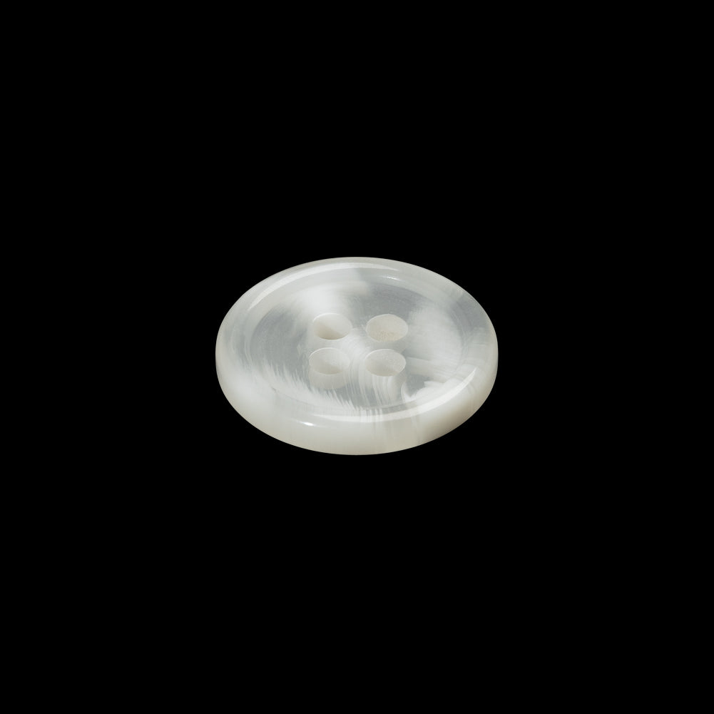 Plastic 4-Hole Button - 24L/15mm - Translucent White Swirls Rolled Rim Plastic 4-Hole Button - 24L/15mm - Translucent White Swirls Rolled Rim