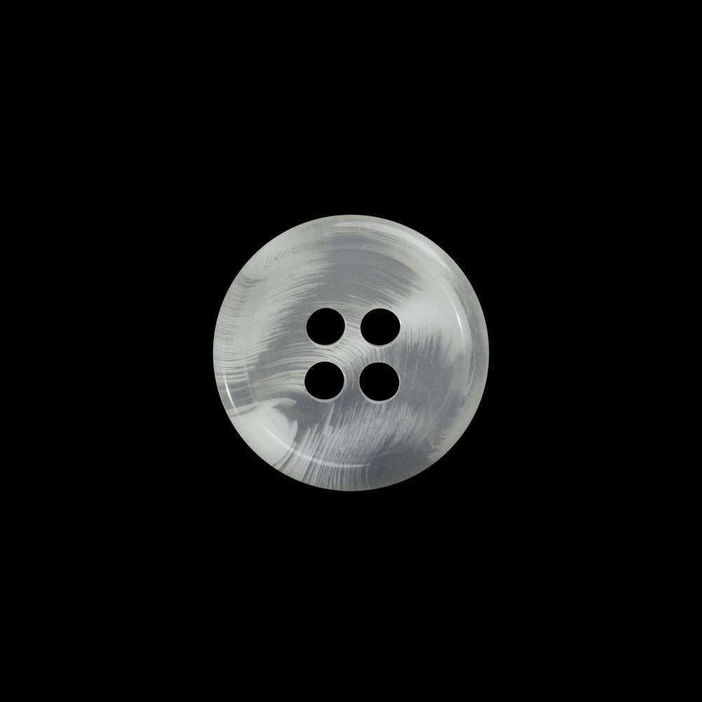 Plastic 4-Hole Button - 24L/15mm - Translucent White Swirls Rolled Rim Plastic 4-Hole Button - 24L/15mm - Translucent White Swirls Rolled Rim
