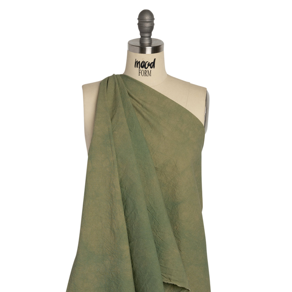 Olive Mottled Wrinkled Lightweight Cotton Canvas Drape Olive Mottled Wrinkled Lightweight Cotton Canvas Drape