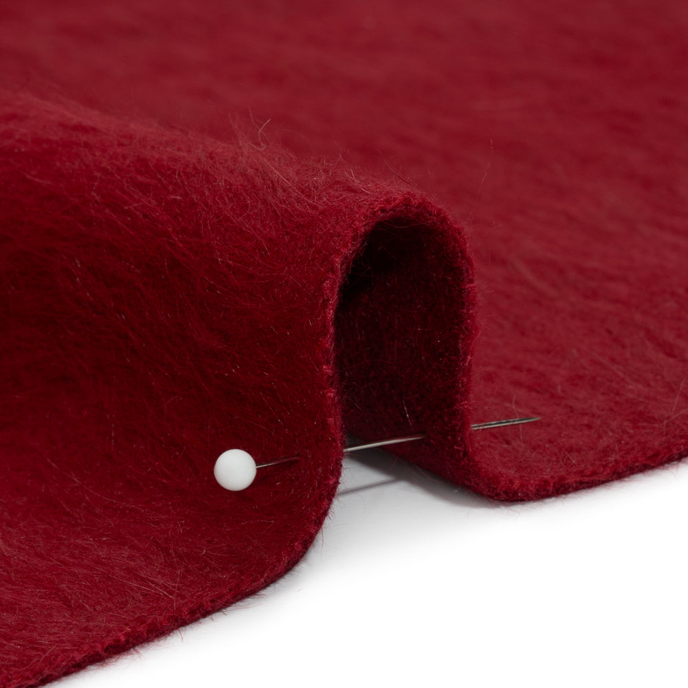 Red Fuzzy Blended Wool Coating Detail Red Fuzzy Blended Wool Coating Detail
