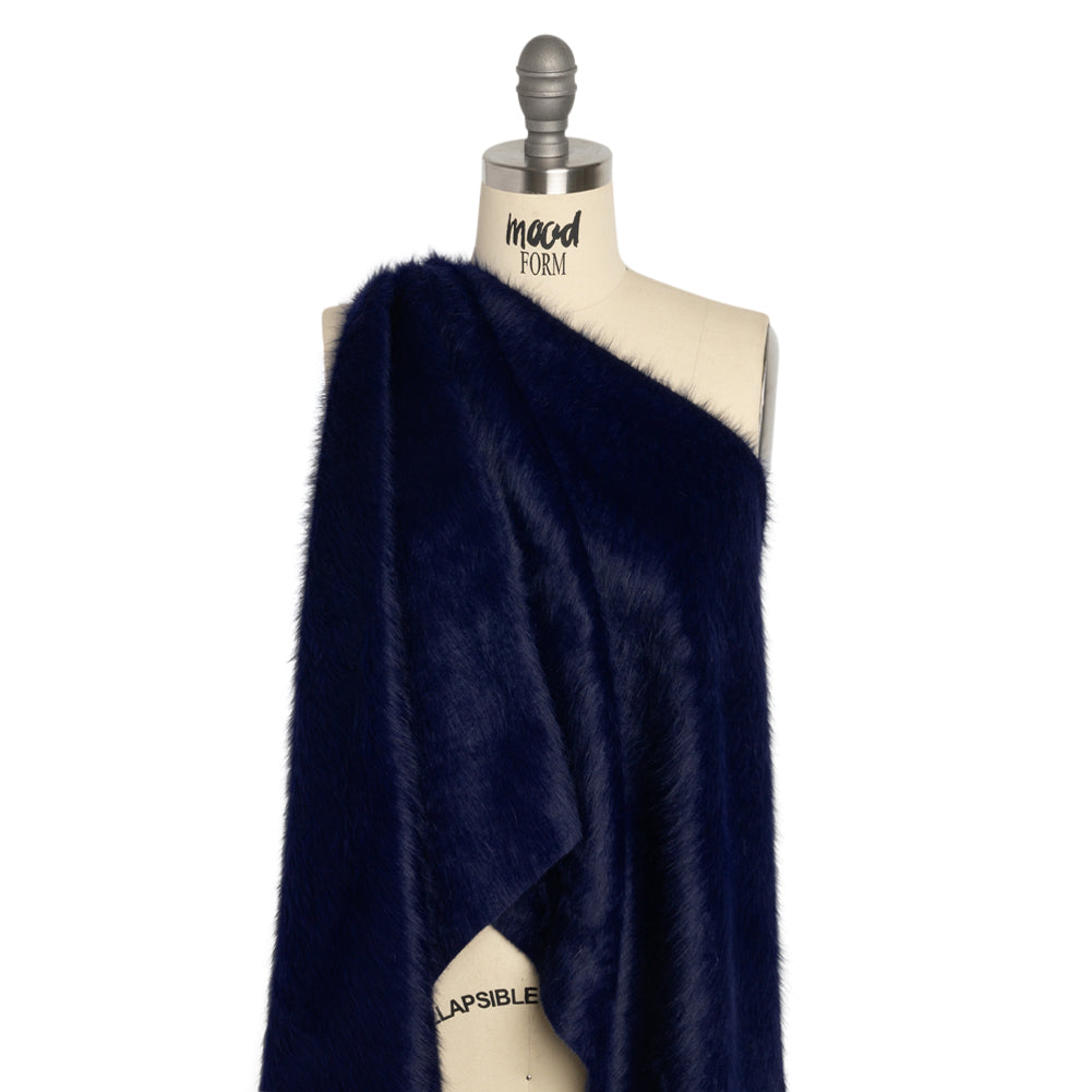 Royal Blue Fuzzy Blended Wool Coating Drape Royal Blue Fuzzy Blended Wool Coating Drape