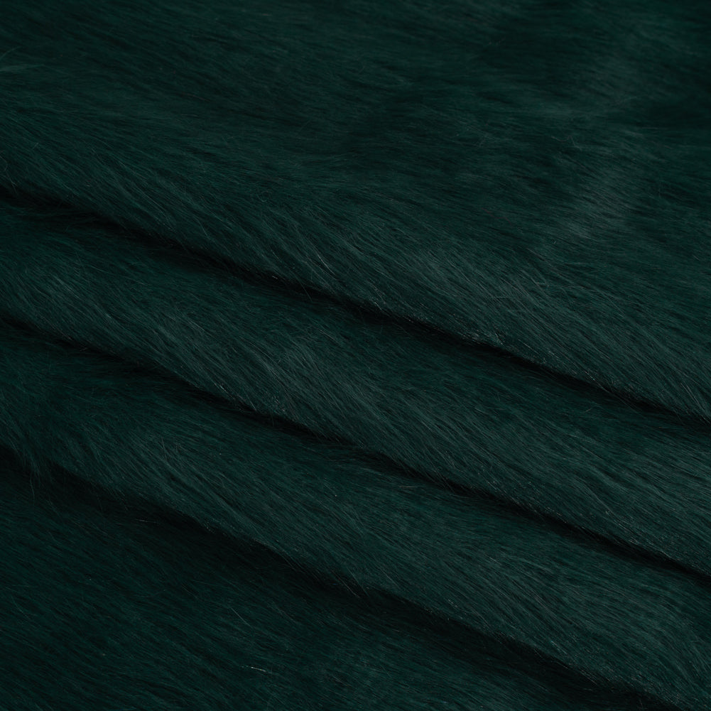 Dark Green Fuzzy Blended Wool Coating Folded