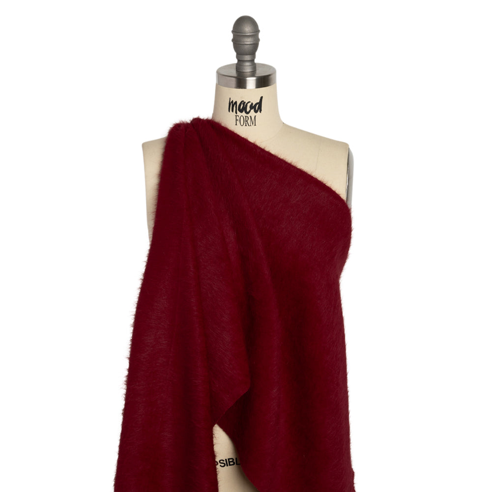 Wine Fuzzy Blended Wool Coating Drape Wine Fuzzy Blended Wool Coating Drape
