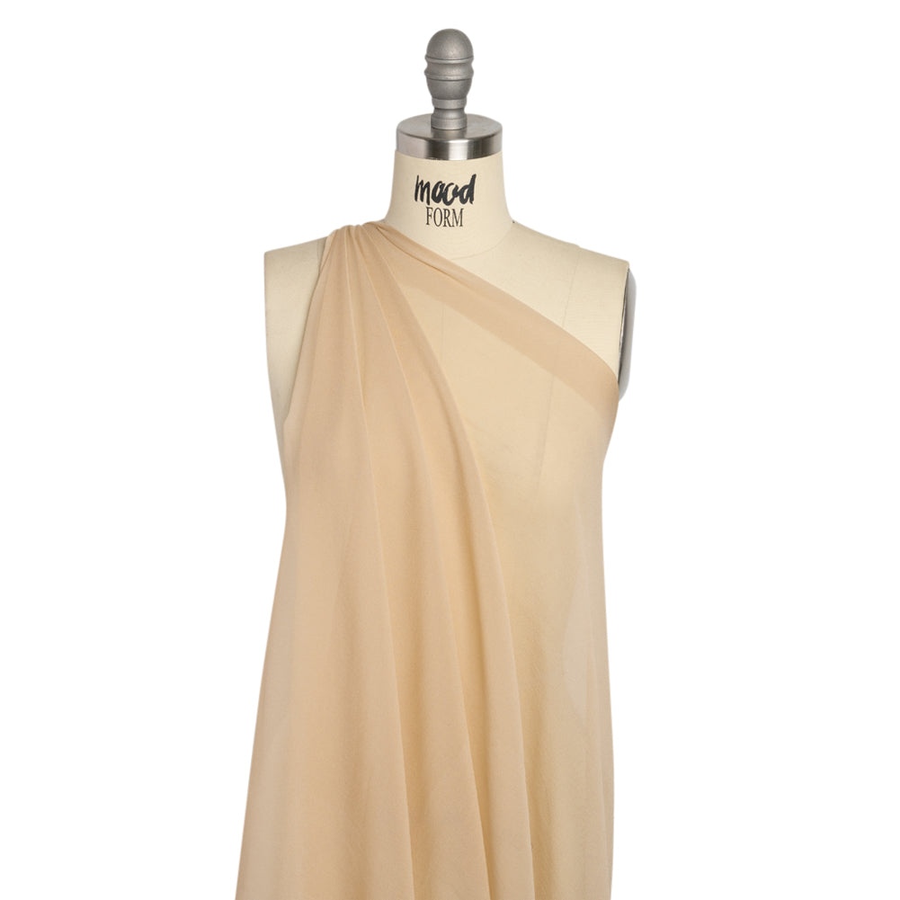 Famous Australian Designer Beige Silk Georgette Drape Famous Australian Designer Beige Silk Georgette Drape