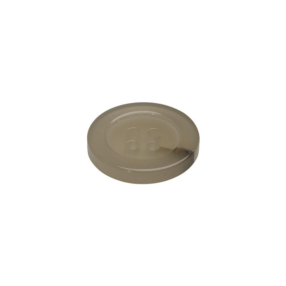 Plastic 4-Hole Button - 24L/15mm - Translucent Ivory with Gray Inclusion - Folded Plastic 4-Hole Button - 24L/15mm - Translucent Ivory with Gray Inclusion - Folded