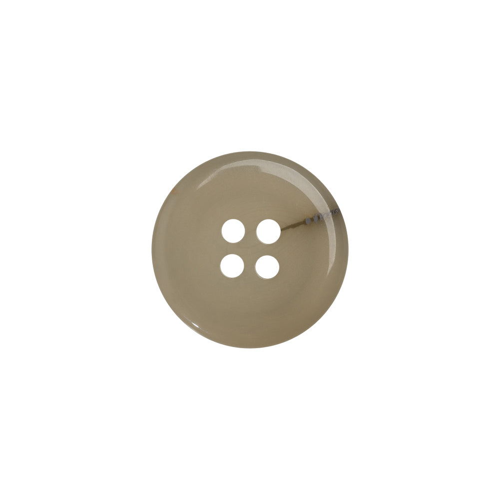 Plastic 4-Hole Button - 24L/15mm - Translucent Ivory with Gray Inclusion - Detail Plastic 4-Hole Button - 24L/15mm - Translucent Ivory with Gray Inclusion - Detail