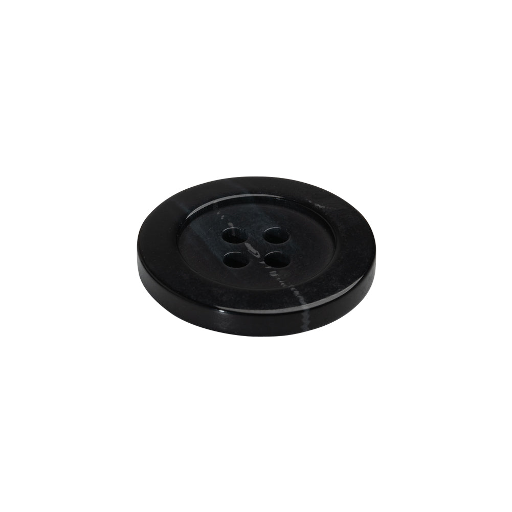 Plastic 4-Hole Button - 32L/20mm - Black and Gray Streaks - Folded Plastic 4-Hole Button - 32L/20mm - Black and Gray Streaks - Folded