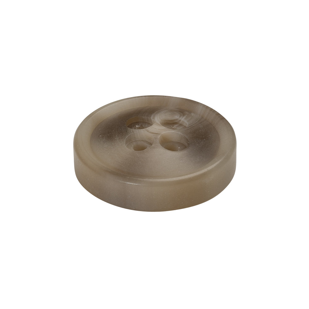 Plastic 4-Hole Button - 36L/23mm - Beige and Taupe Thick Swirls Low Convex - Folded Plastic 4-Hole Button - 36L/23mm - Beige and Taupe Thick Swirls Low Convex - Folded