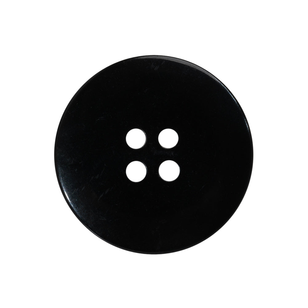 Plastic 4-Hole Button Made in Italy - 40L/25.5mm - Pearlescent Black Rolled Rim with Low Convex Center Plastic 4-Hole Button Made in Italy - 40L/25.5mm - Pearlescent Black Rolled Rim with Low Convex Center
