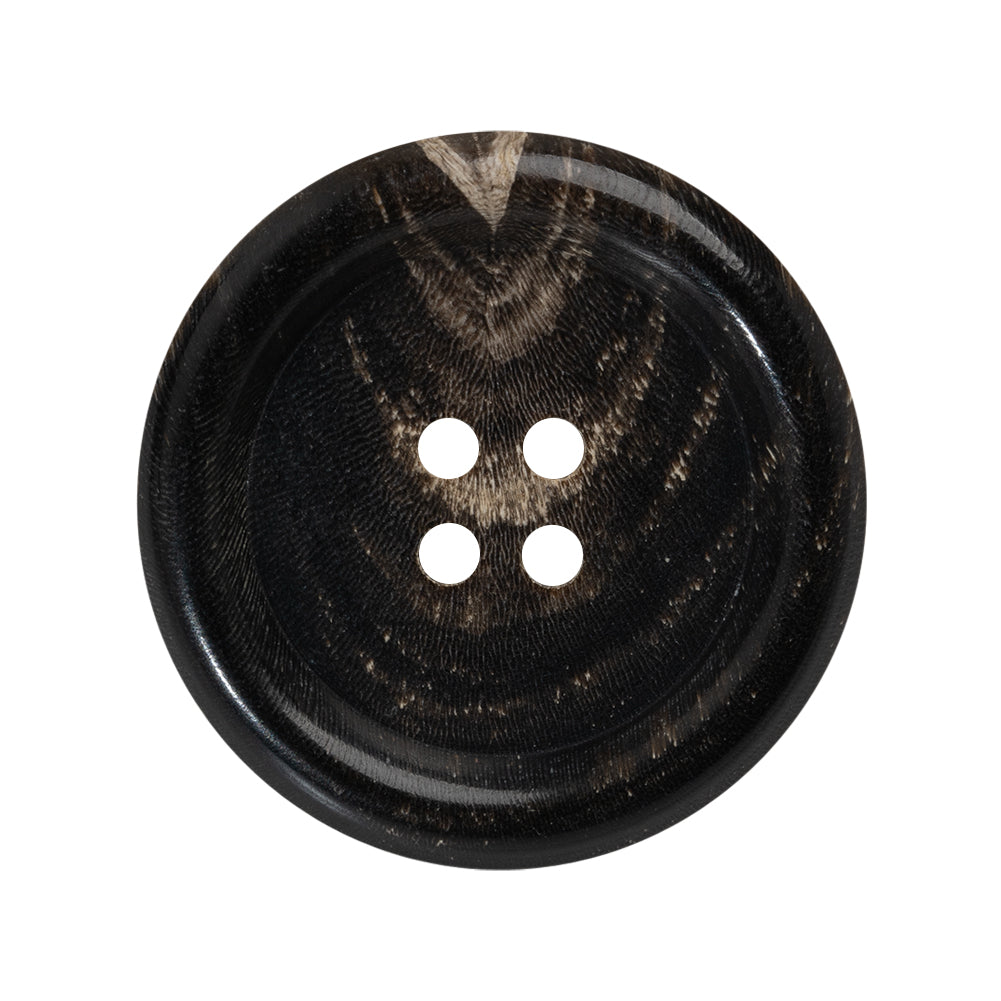 Plastic 4-Hole Button - 44L/28mm - Brown and Beige Swirled Rolled Rim Plastic 4-Hole Button - 44L/28mm - Brown and Beige Swirled Rolled Rim
