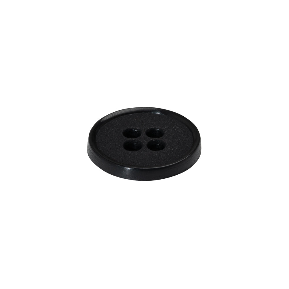 4-Hole Plastic Button - 24L/15mm - Matte Black Narrow Rim