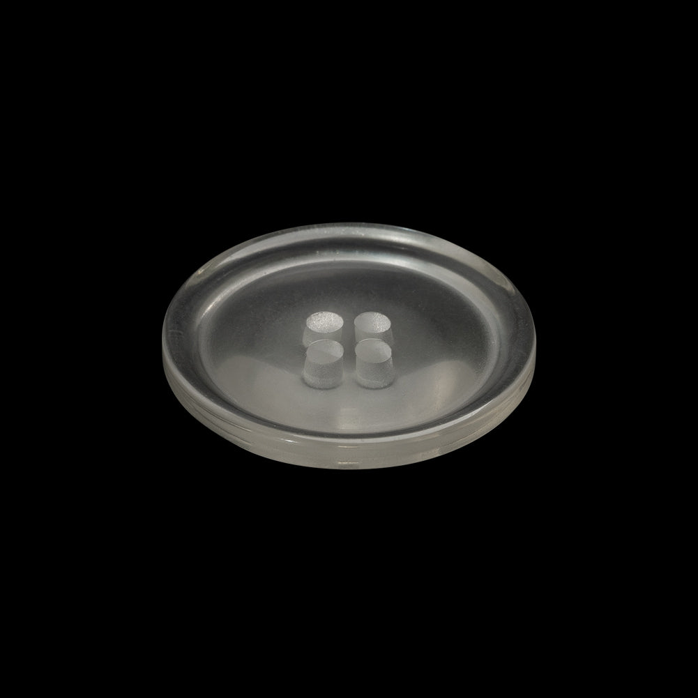 Plastic 4-Hole Button Made in Italy - 36L/23mm - Clear White - Folded Plastic 4-Hole Button Made in Italy - 36L/23mm - Clear White - Folded