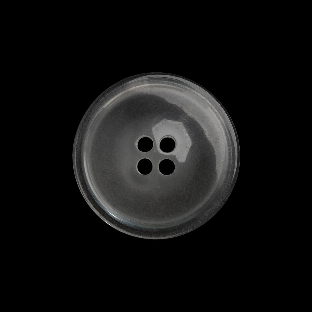 Plastic 4-Hole Button Made in Italy - 36L/23mm - Clear White - Detail Plastic 4-Hole Button Made in Italy - 36L/23mm - Clear White - Detail