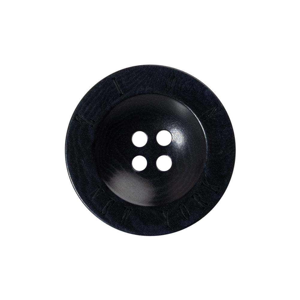 Plastic 4-Hole Button - 38L/24mm - Midnight Designer Logo Rim Plastic 4-Hole Button - 38L/24mm - Midnight Designer Logo Rim