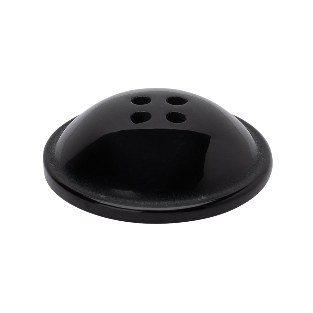 Plastic 4-Hole Button - 44L/28mm - Black Half Dome - Folded Plastic 4-Hole Button - 44L/28mm - Black Half Dome - Folded