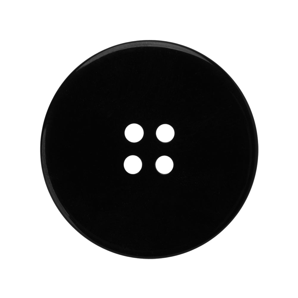 Plastic 4-Hole Button - 44L/28mm - Black Half Dome - Detail Plastic 4-Hole Button - 44L/28mm - Black Half Dome - Detail