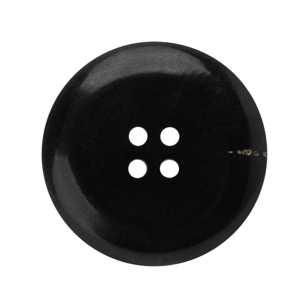 Plastic 4-Hole Button - 44L/28mm - Black Rolled Rim - Detail Plastic 4-Hole Button - 44L/28mm - Black Rolled Rim - Detail
