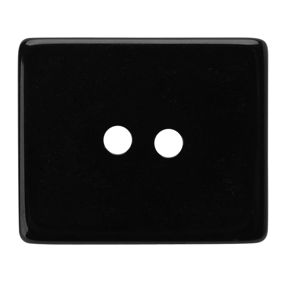 Rectangular Plastic 2-Hole Button - 60L/38mm - Black - Detail Rectangular Plastic 2-Hole Button - 60L/38mm - Black - Detail