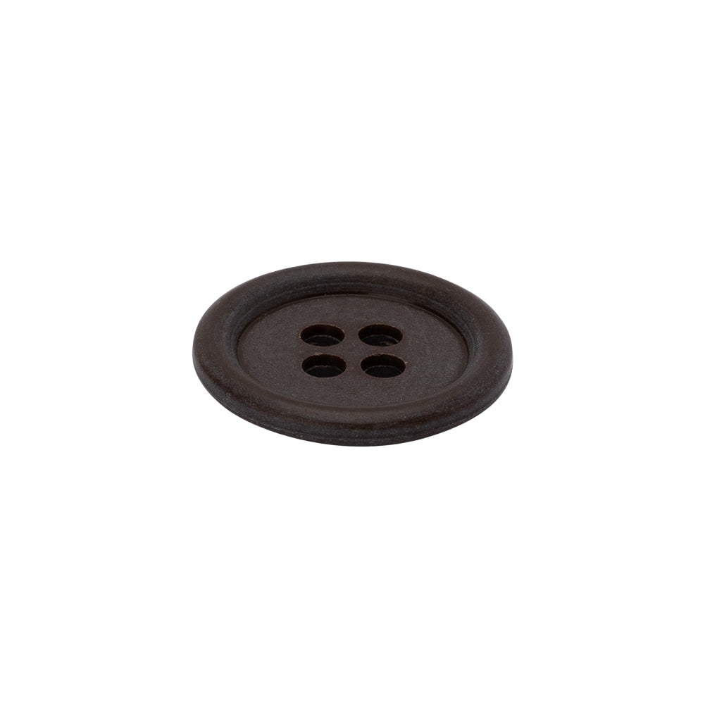 Plastic 4-Hole Button - 30L/19mm - Taupe Rolled Rim - Folded Plastic 4-Hole Button - 30L/19mm - Taupe Rolled Rim - Folded
