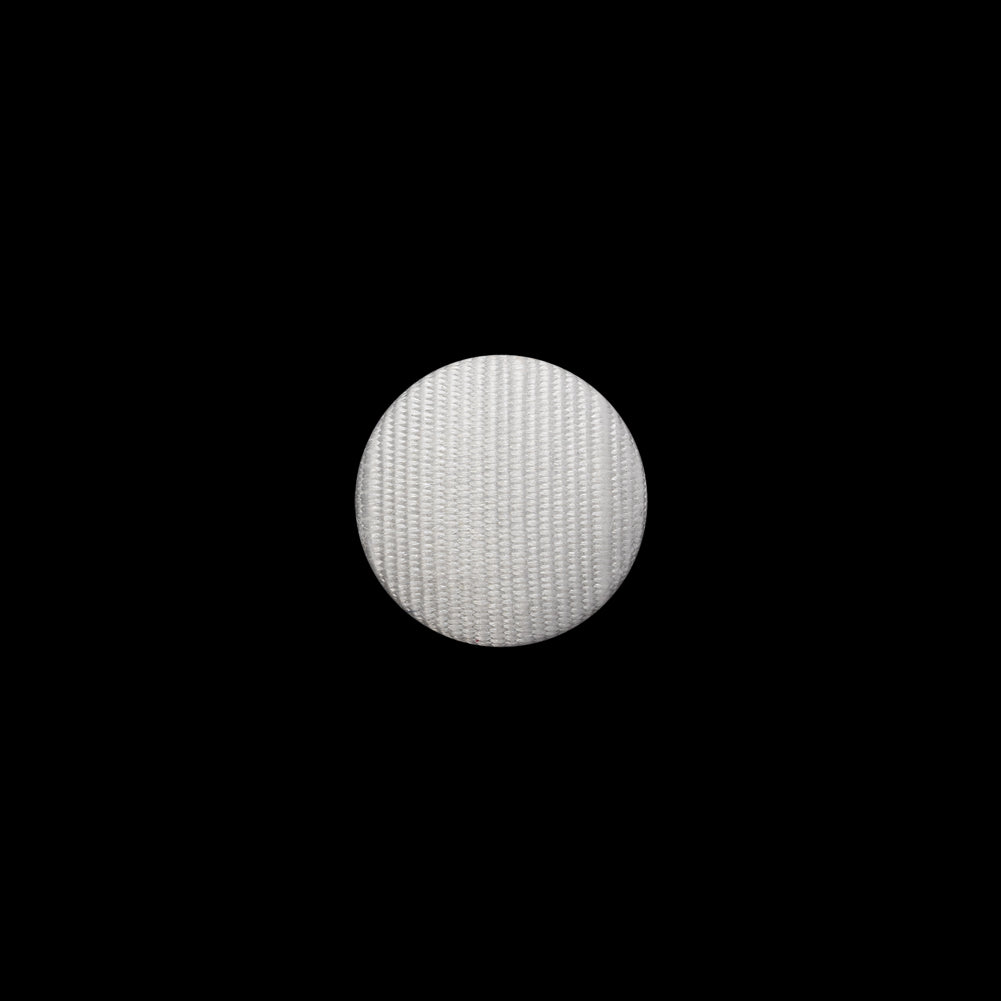 Fabric Covered Sew On Button - 18L/11.5mm - White Ribbed Ottoman Fabric Fabric Covered Sew On Button - 18L/11.5mm - White Ribbed Ottoman Fabric